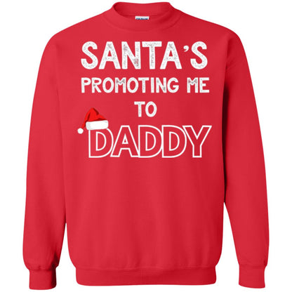 Pregnancy Announcement T-shirt Santa Promoting Me To Daddy Red