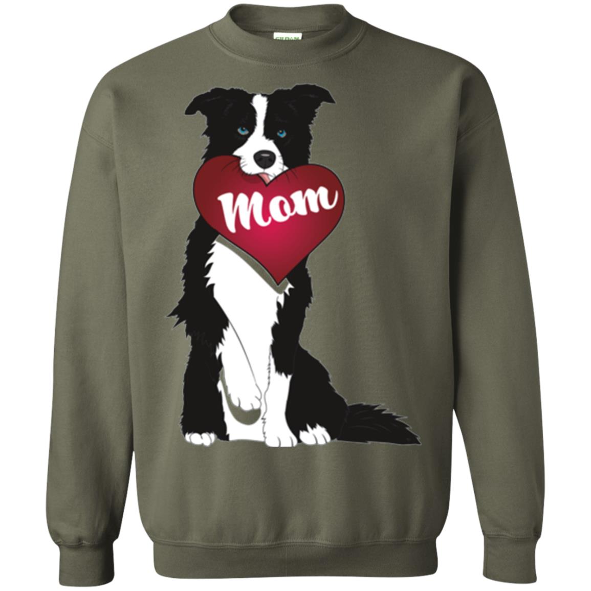 Dog Lover T-sshirt Border Collie Fetching Valentine Heart Military Green