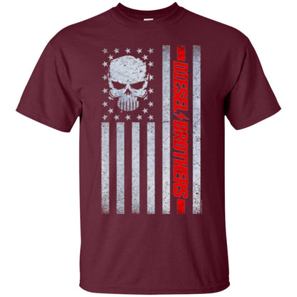 Skull T-shirt Diesel Brothers Grungy American Flag Maroon