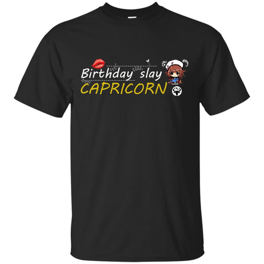 Cute Capricorn Girl Birthday Lip Slay T-shirt Black