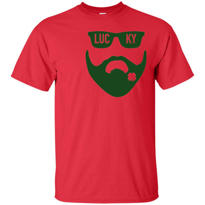 Green Bearded Clover Lucky Charm St. Patrick_s Day T-shirt Red
