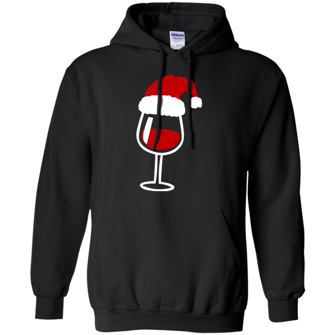 Twinkle Red Wine Glass Santa Hat X-mas Gift ShirtG185 Gildan Pullover Hoodie 8 oz.
