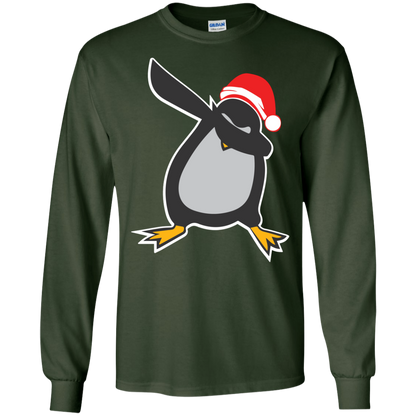 Christmas T-Shirt Dabbing Penguin Forest Green