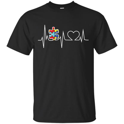 Autism Puzzle Heartbeat Autism Awareness Shirt Black