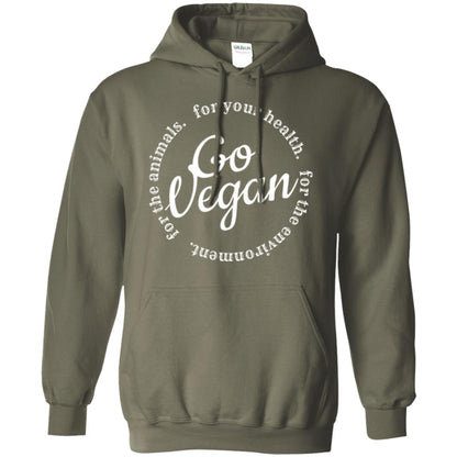 Go Vegan T-shirt. For Your Health For The Animals Military Green