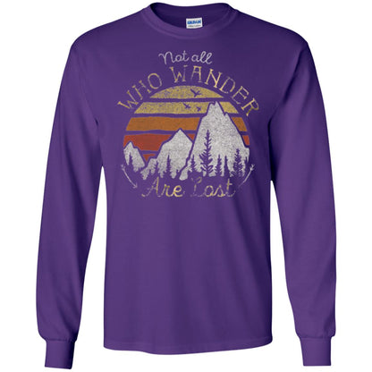 Gradient Mountain Gold T-shirt Not All Who Wander Are Lost Purple