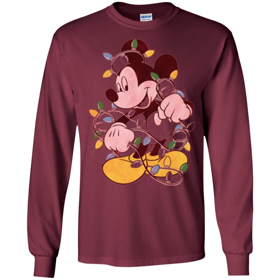 Christmas Lights T-shirt Disney Mickey Mouse Maroon