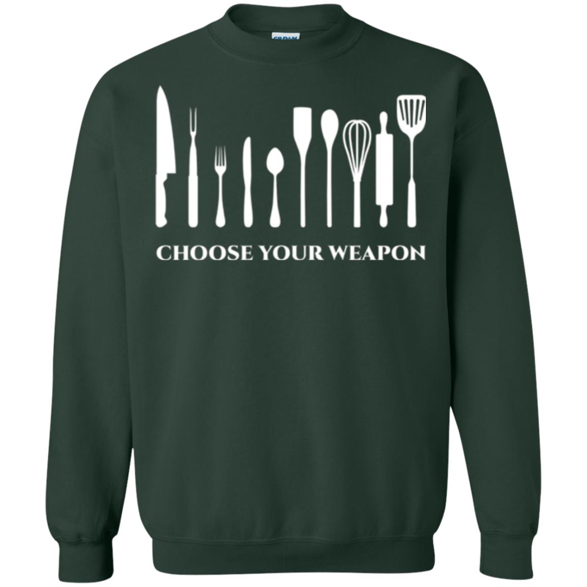 Chef Kitchen Cutlery T-shirt Choose Your Weapon Forest Green