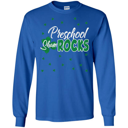 Preschool Shamrocks St. Patrick_s Day School T-shirt Royal