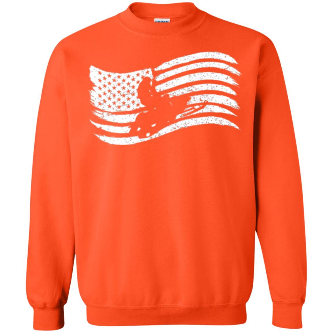 Snowmobile Rider T-shirt American Flag Orange