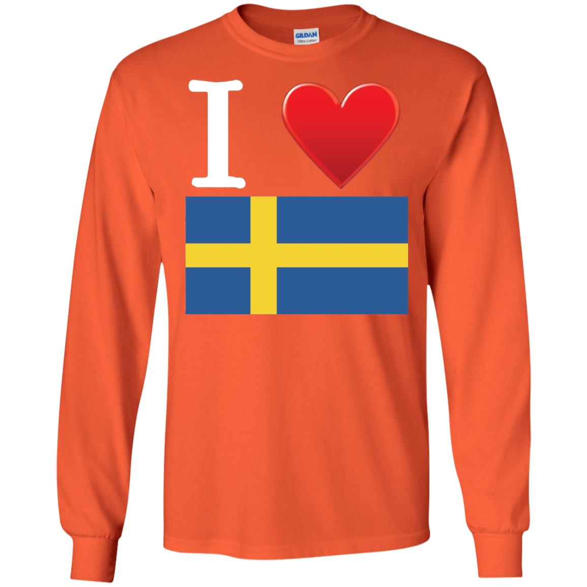 I Heart Love Sweden Flag T-shirt Orange