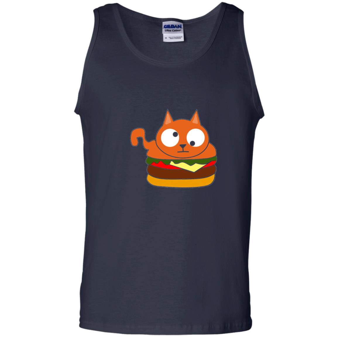 Chibi Kitty Burger Kawaii Cat Lovers Shirt Navy
