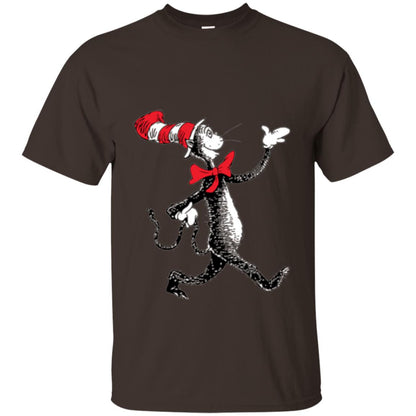 Dr. Seuss Strolling Cat Autism Awareness T-shirt Dark Chocolate