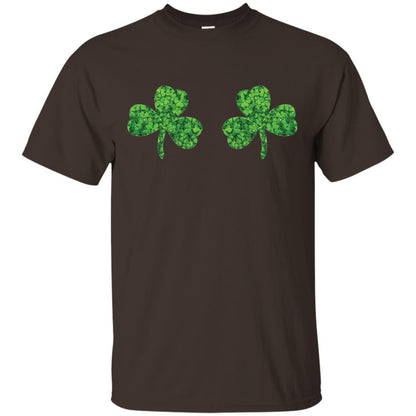 Shamrock Boobs Funny Saint Patrick_s Day T-shirt Dark Chocolate