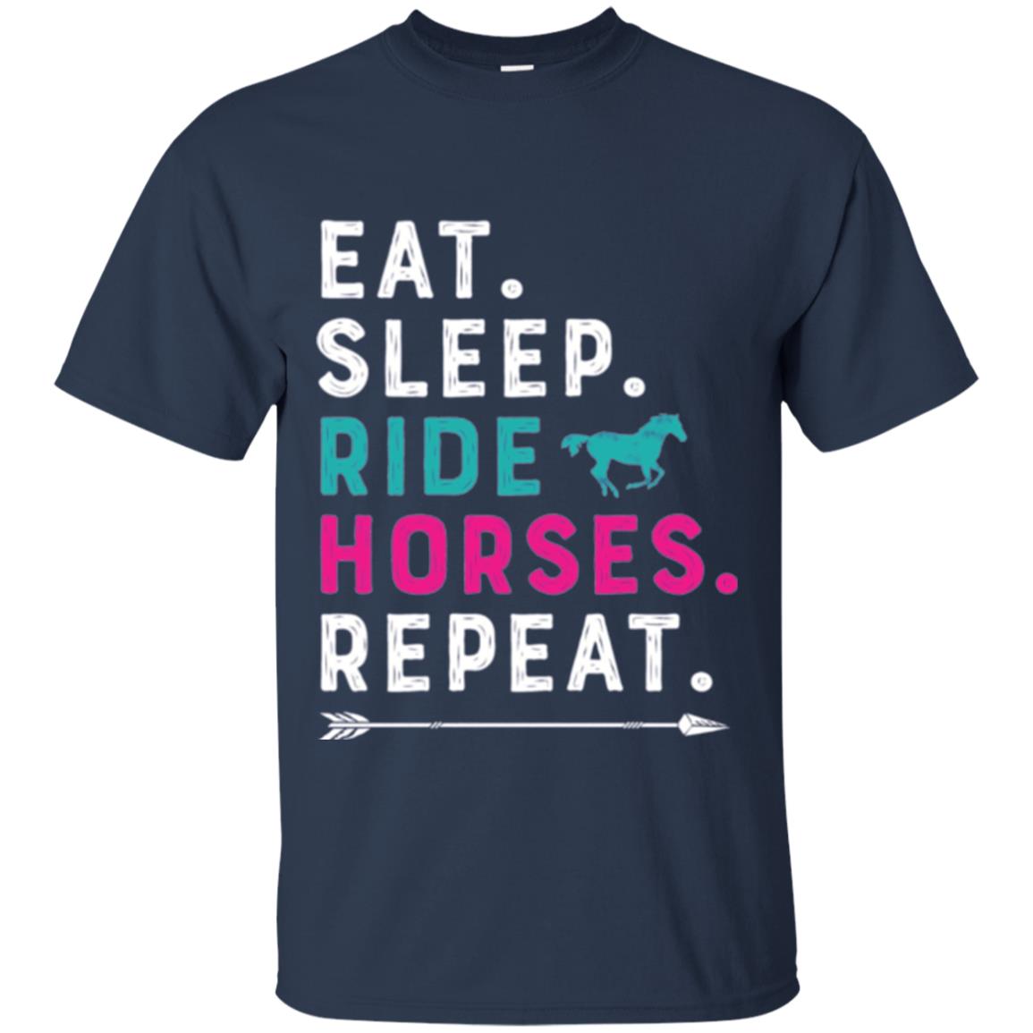 Horseback Lovers T-shirt Eat Sleep Ride Horses Repeat Navy