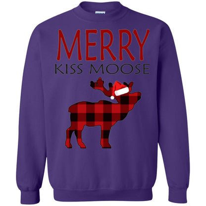 Christmas T-shirt Reindeer Plaid Moose Merry Kiss Moose Purple