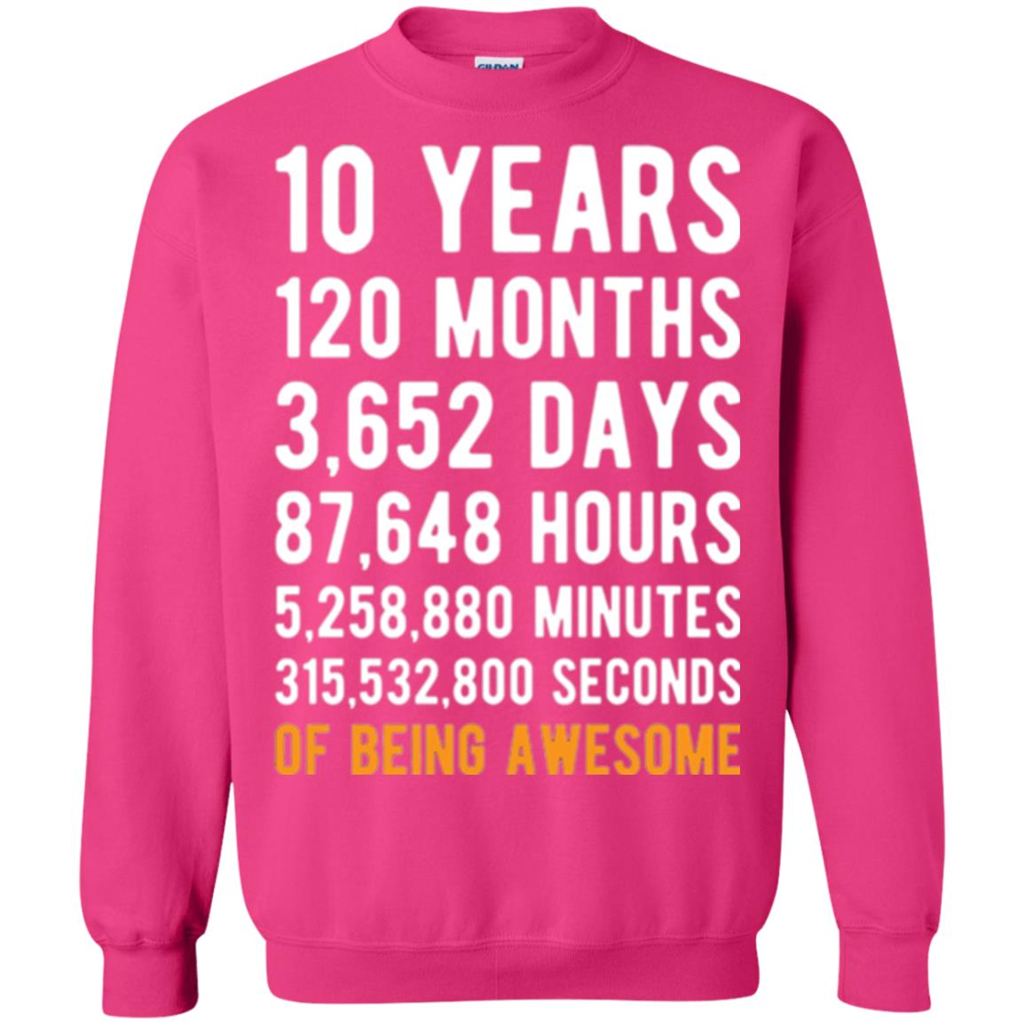 Birthday T-shirt 10 Years Old Of Being Awesome Heliconia