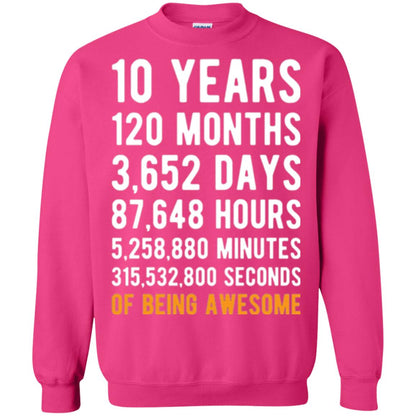 Birthday T-shirt 10 Years Old Of Being Awesome Heliconia
