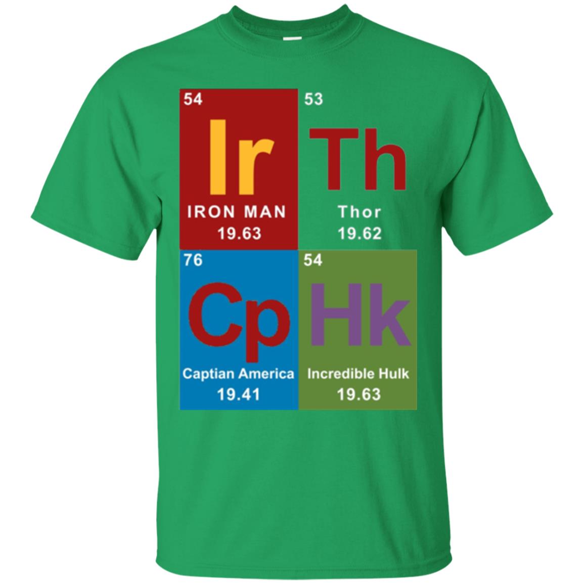 Marvel Avengers Periodic Table Elements T-shirt Irish Green