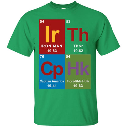 Marvel Avengers Periodic Table Elements T-shirt Irish Green