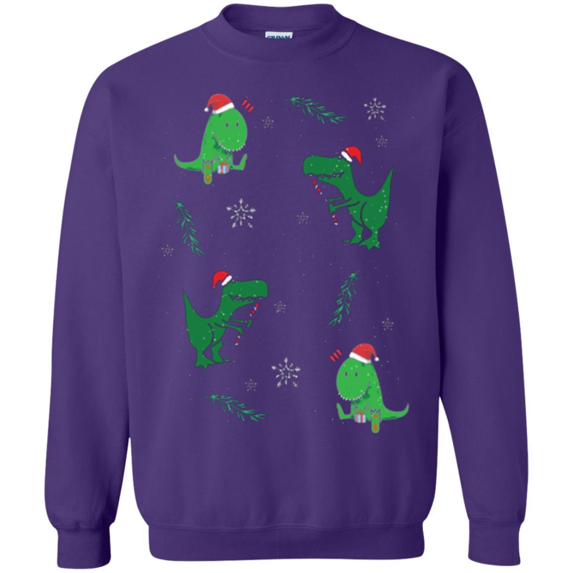 Funny Christmas T-shirt Merry Christmas Dinosaur Purple