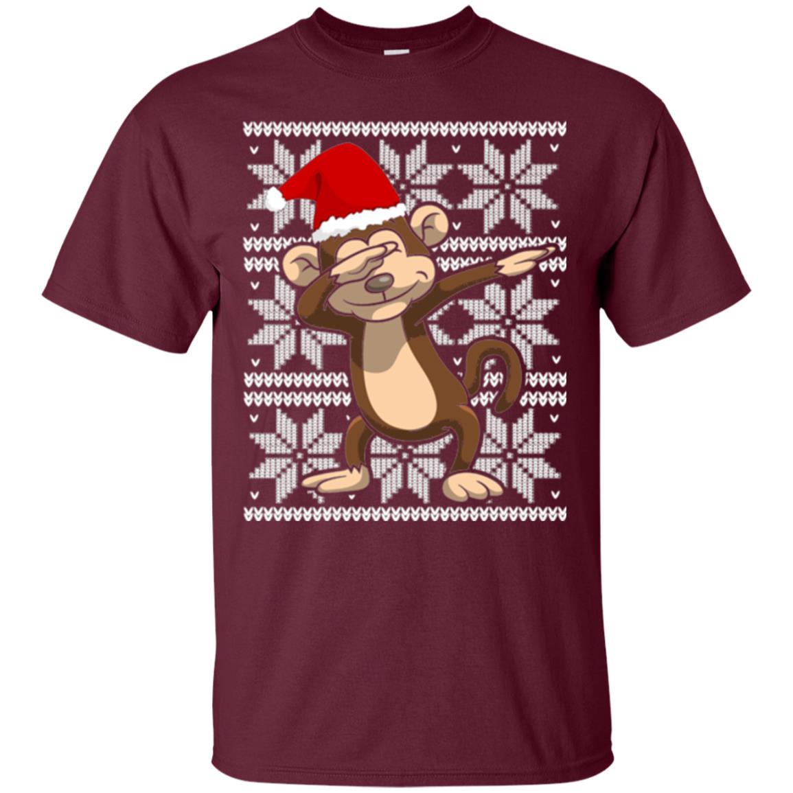 Christmas T-shirt Dabbing Monkey Maroon