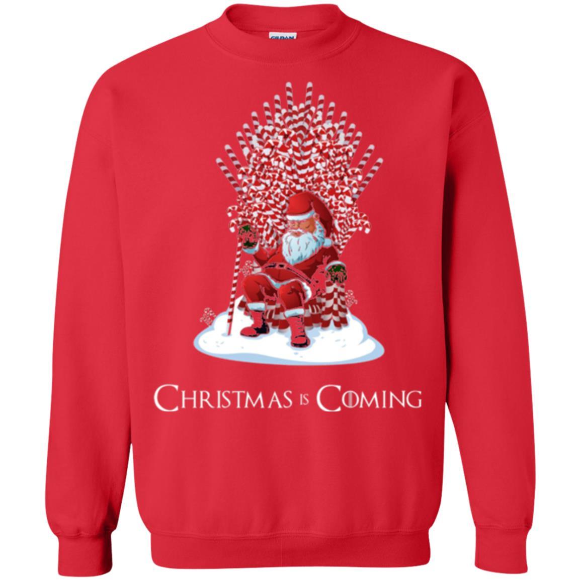 Christmas T-shirt Santa Candy Cane Throne Red