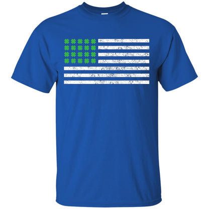 Usa Flag With Irish Shamrock St Patricks Day T-shirt Royal