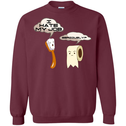 Funny Toothbrush And Toilet Paper I Hate My Job T-shirt Maroon