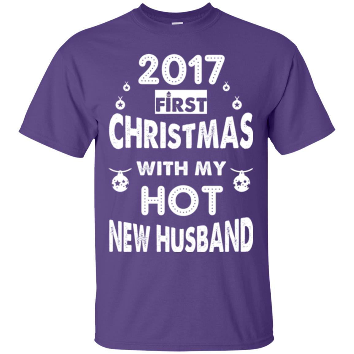 Wife T-shirt 2017 Frist Christmas With My Hot New Husband Purple