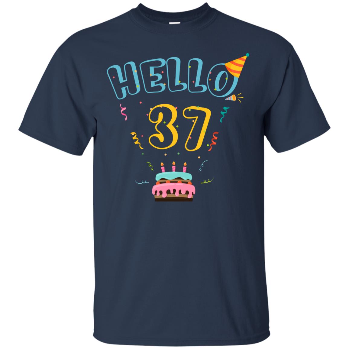 Hello 37 Thirty Seven 37th 1981s Birthday Gift Shirt Navy