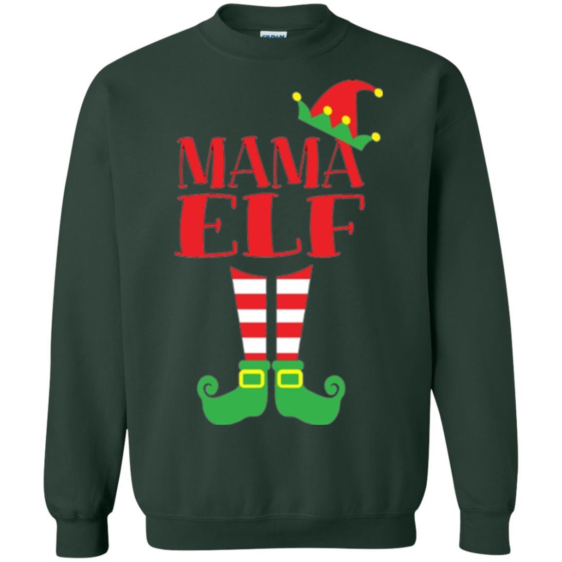 Family Christmas T-shirt Mama Elf T-shirt Forest Green