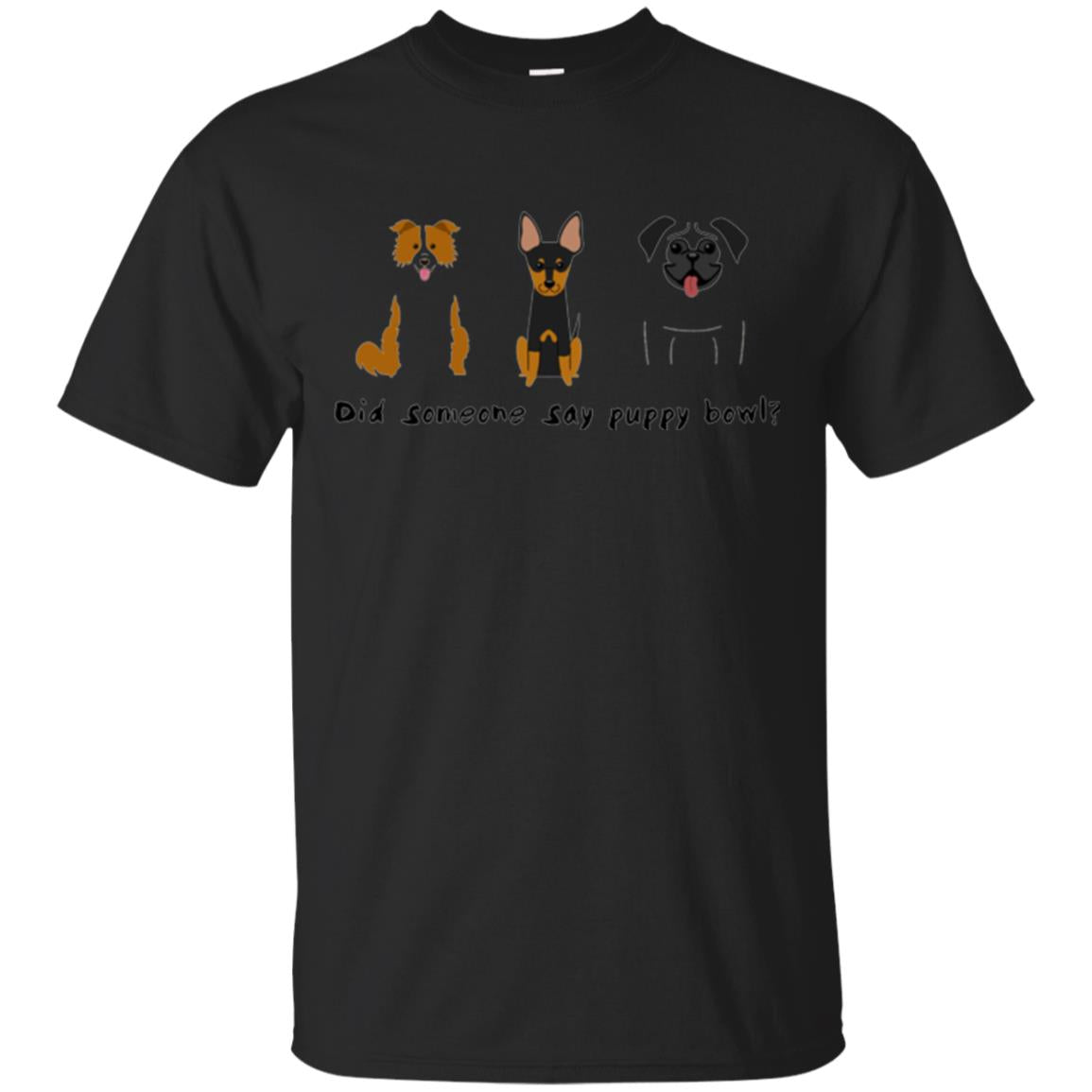 Puppy Bowl Football Funny Dog T-shirt Black