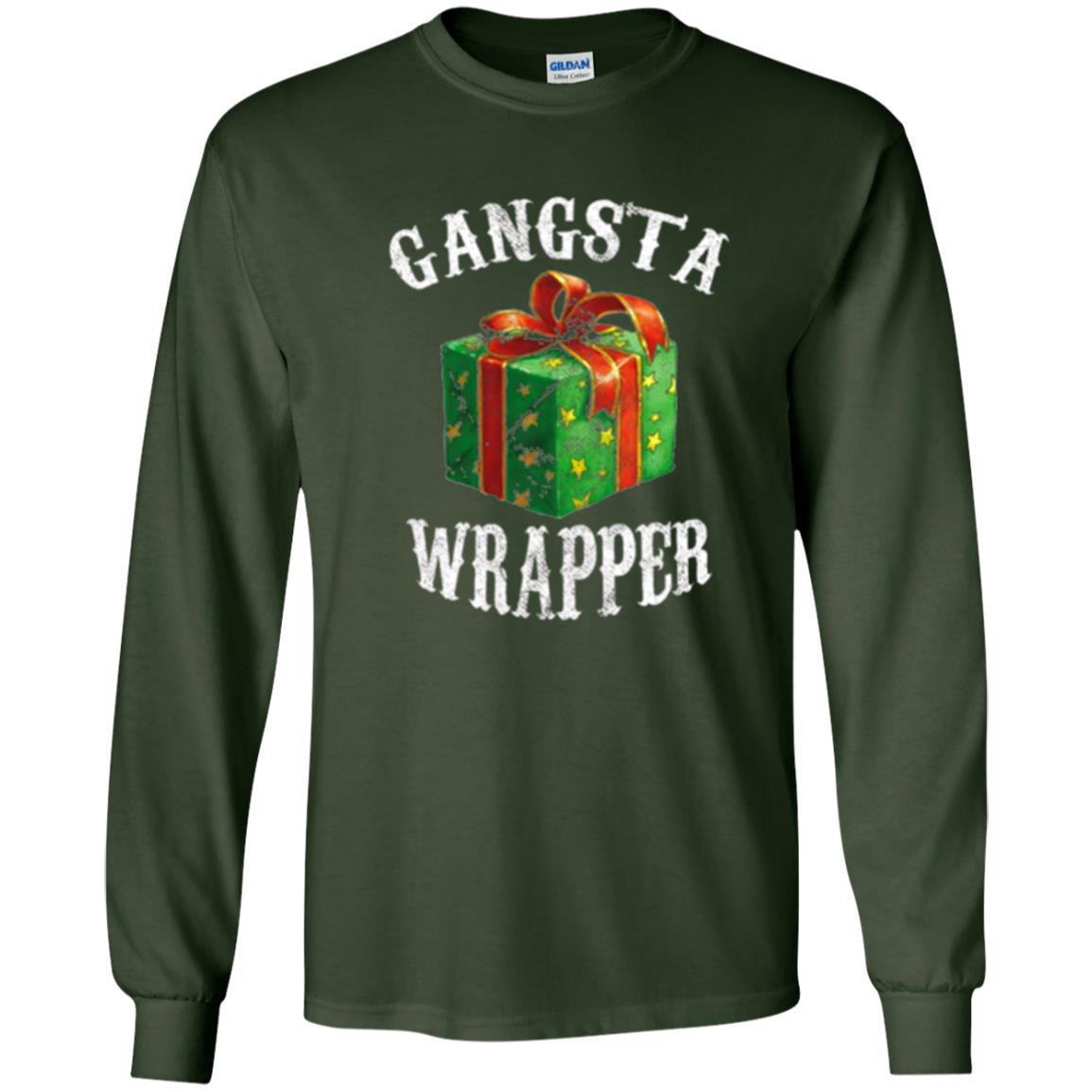 Christmas T-shirt Gangsta Wrapper Novelty Forest Green