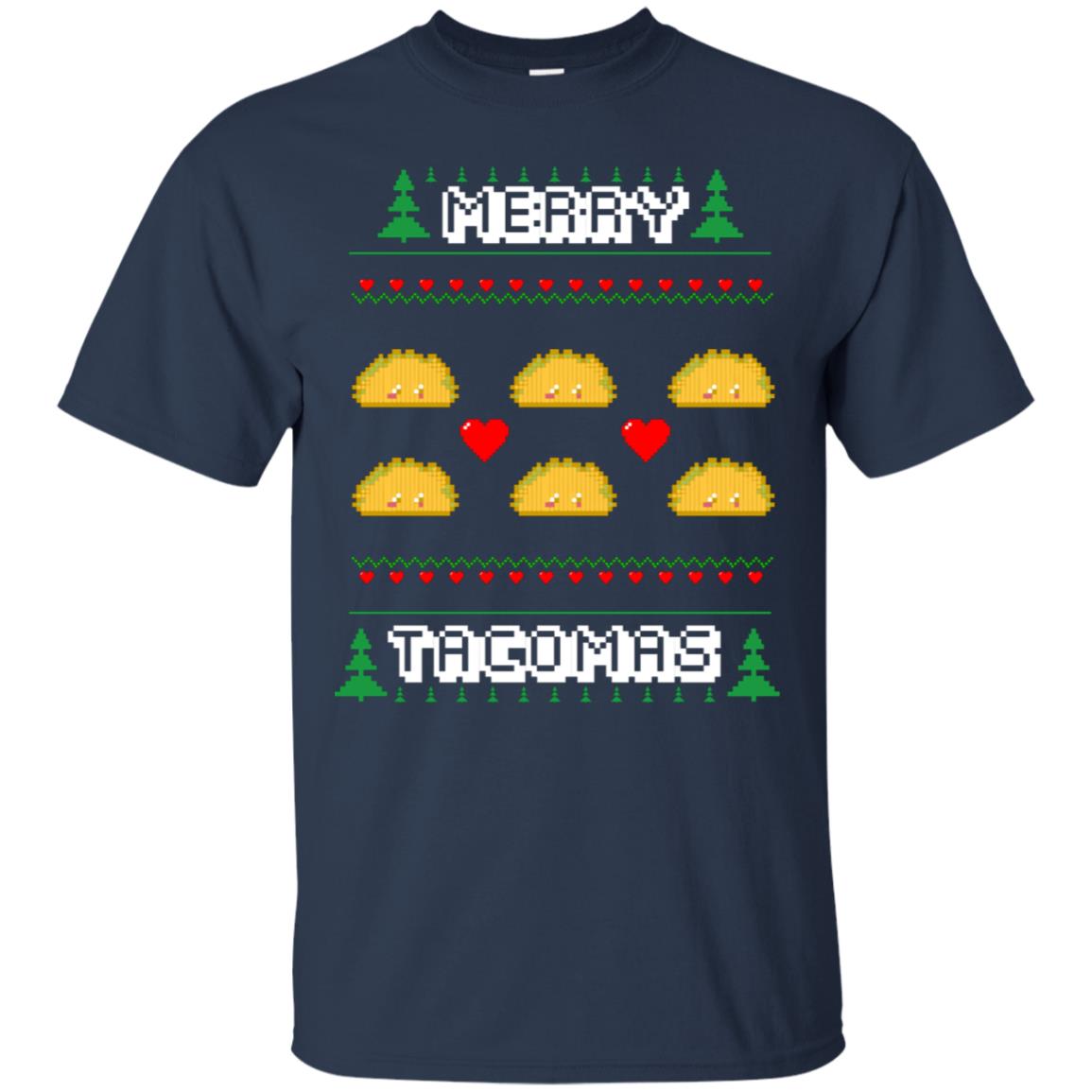 Merry Tacomas X-mas Gift Shirt For Taco Lovers Navy