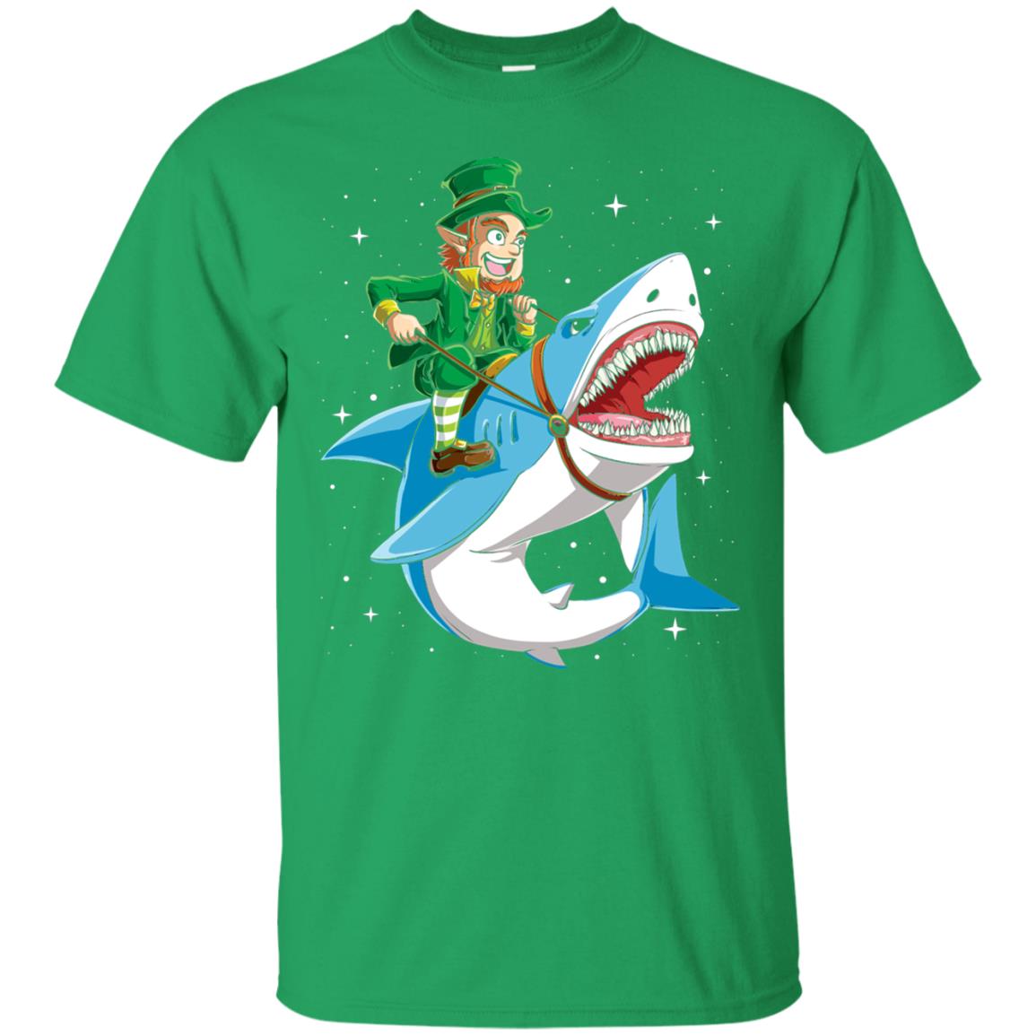 Leprechaun Riding Shark St Patricks Day T-shirt Irish Green