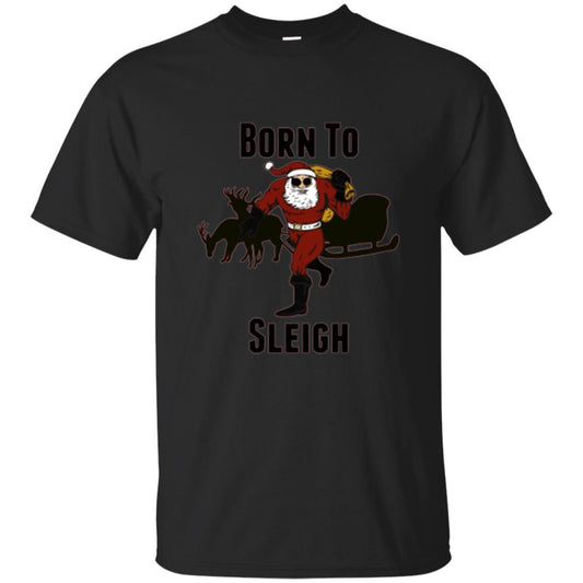 Christmas T-shirt Born To Sleigh T-shirt Black