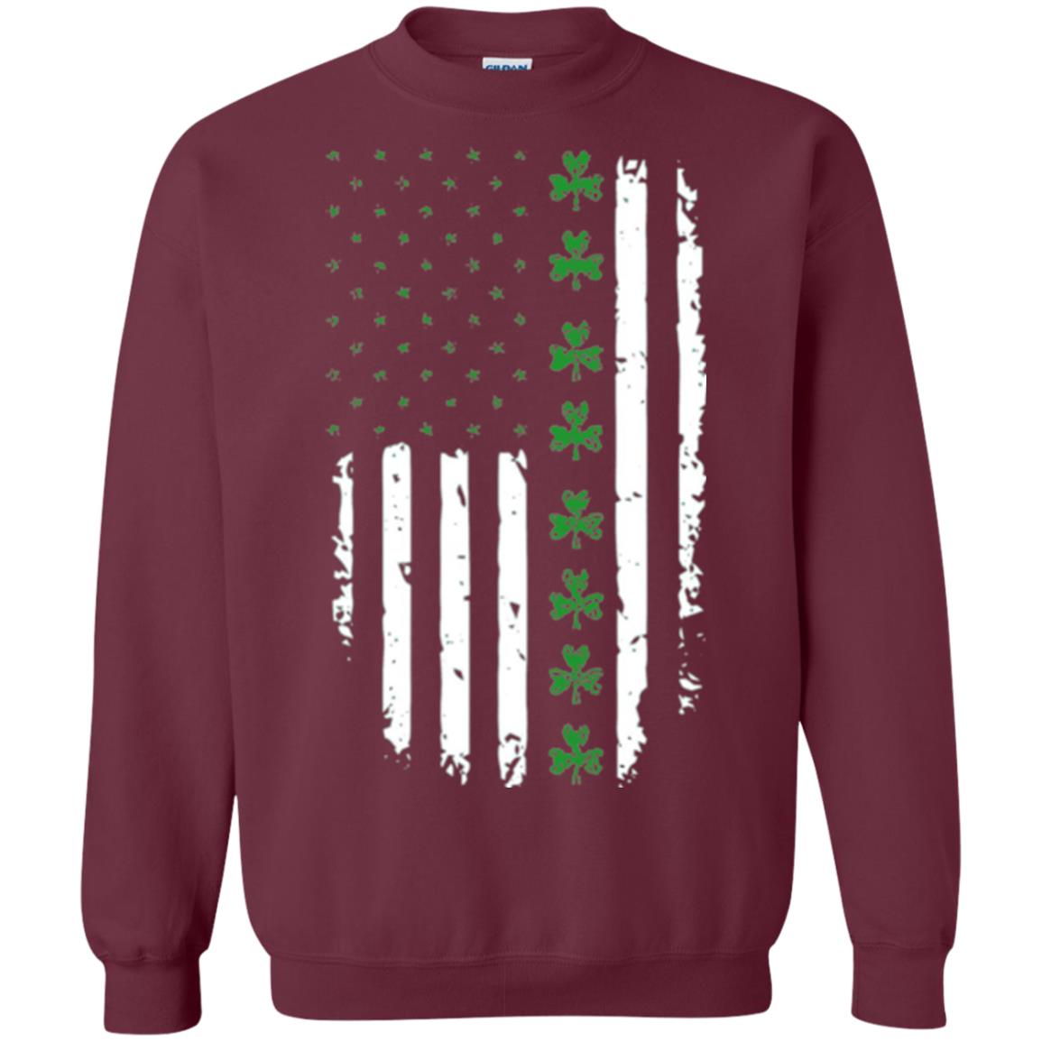 Irish American Flag St. Patrick_s Day T-shirt Maroon