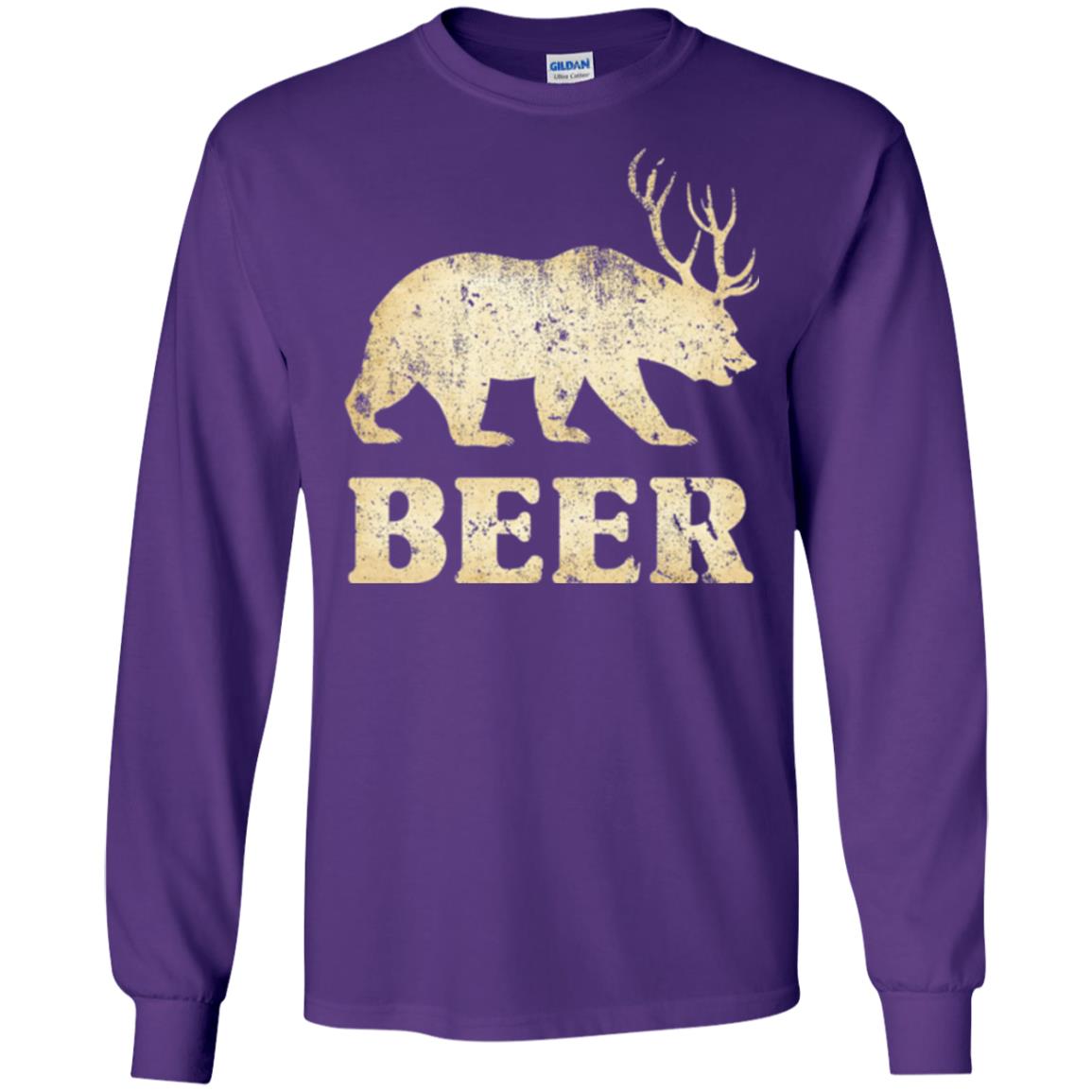 Beer T-shirt Vintage Bear Deer Purple