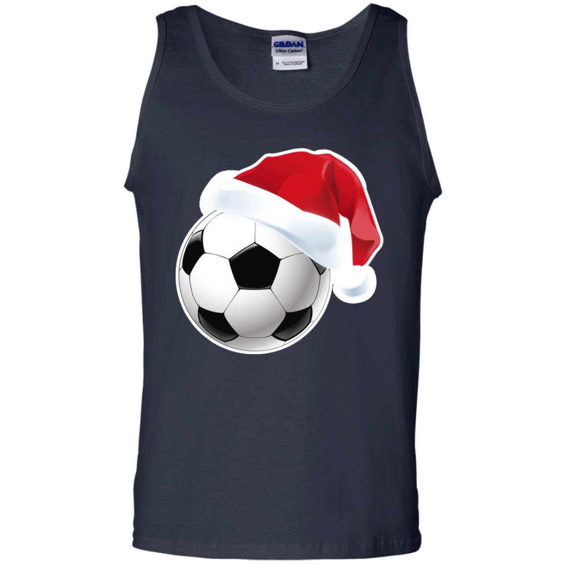 Soccer With Santa Claus Hat X-mas Shirt For Soccer Lovers Navy