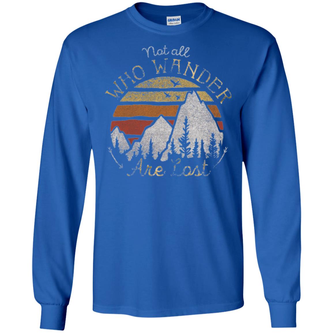 Gradient Mountain Gold T-shirt Not All Who Wander Are Lost Royal