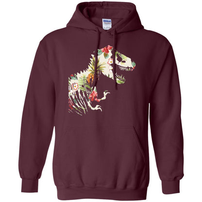 Dinosaur T-shirt Floral Tropical Hawaiian Pattern T Rex Maroon
