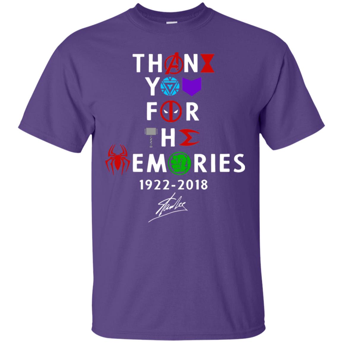 Thank You For The Memories Stan Lee Movie Hero Fan Shirt Purple