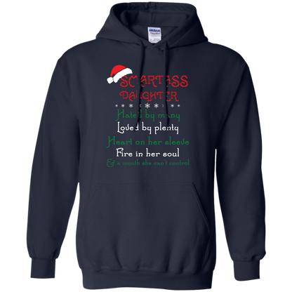 Christmas T-shirt Smartass Daughter Hated By Many Navy