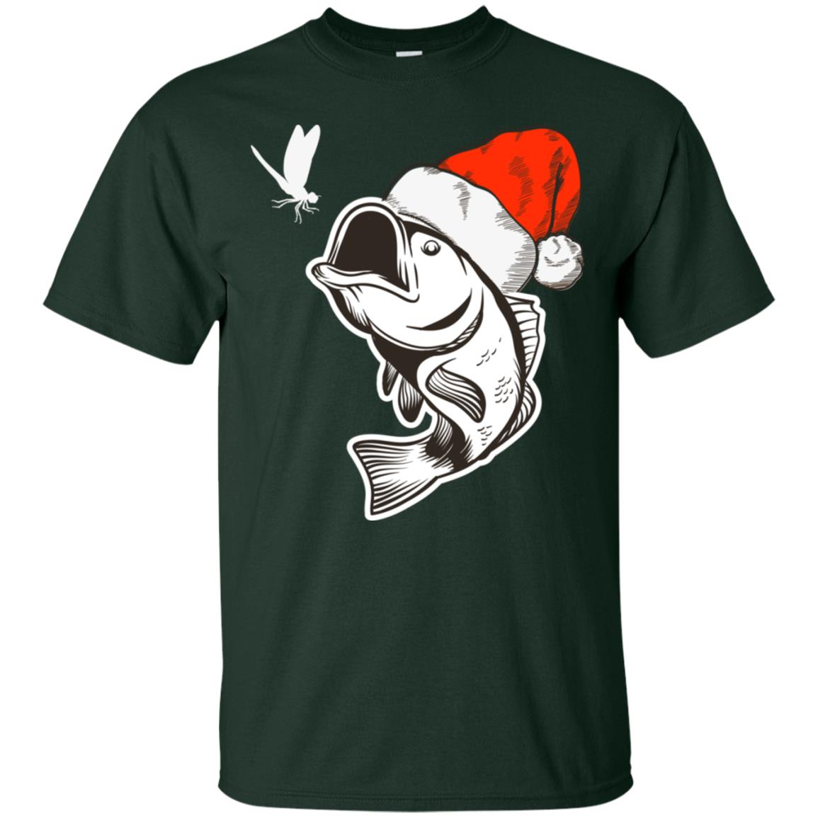 Bass Fishing Santa Hat Christmas Gift Shirt For Fishing Lovers Forest