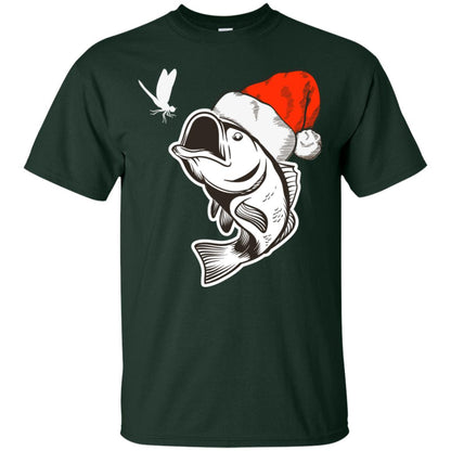 Bass Fishing Santa Hat Christmas Gift Shirt For Fishing Lovers Forest
