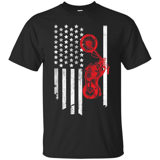 Old American Flag Motorcyclist Shirt Black