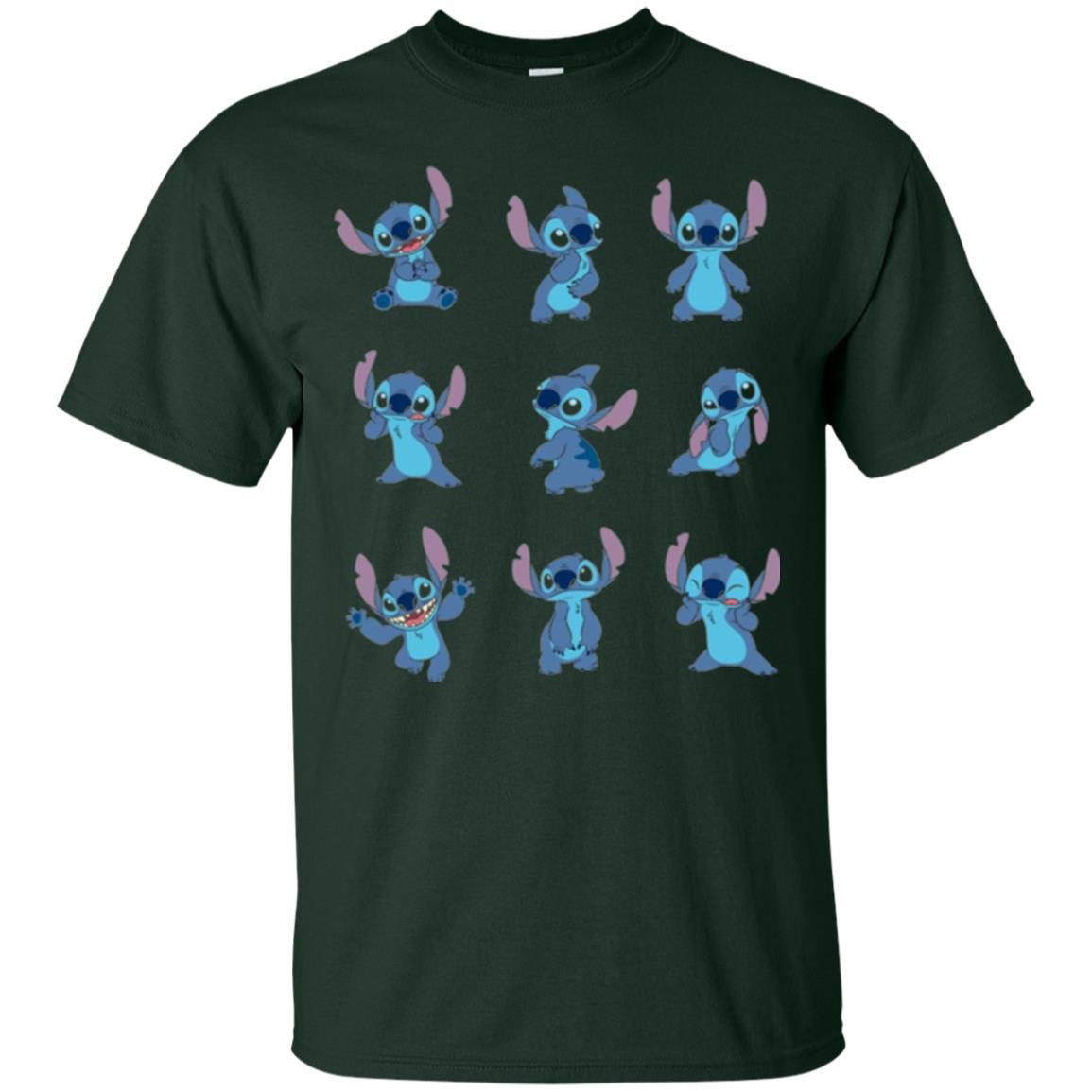 Stitch T-shirt Disney Many Moods Forest Green
