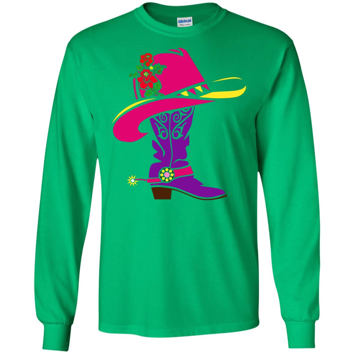 Cowgirl Boots With Hat T-shirt Irish Green