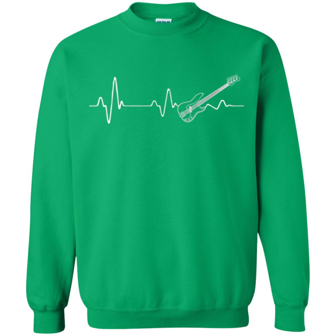 Bass Guitar Lovers T-shirt Heartbeat Irish Green